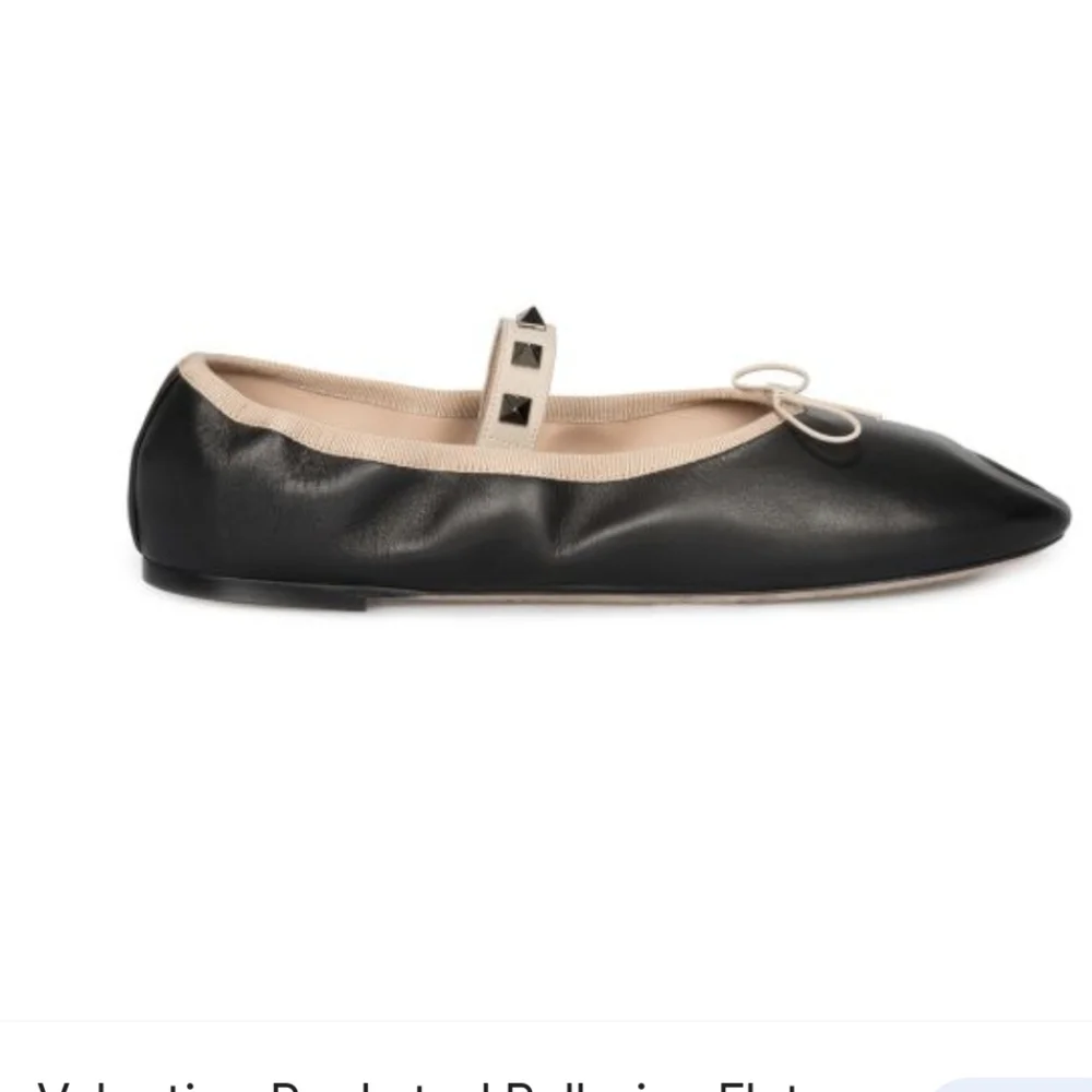 Valentino Garavani Rockstud Black Leather Flats Size 5 - Picture 1 of 4